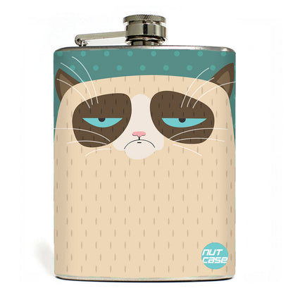 Hip Flask - Stainless Steel Flask -  Sad Cat Nutcase