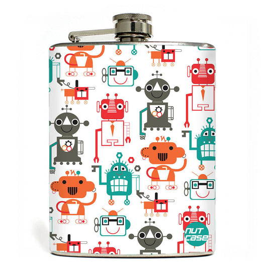 Hip Flask - Stainless Steel Flask -  Robots Nutcase