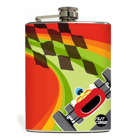 Hip Flask - Stainless Steel Flask -  Racer Car Nutcase