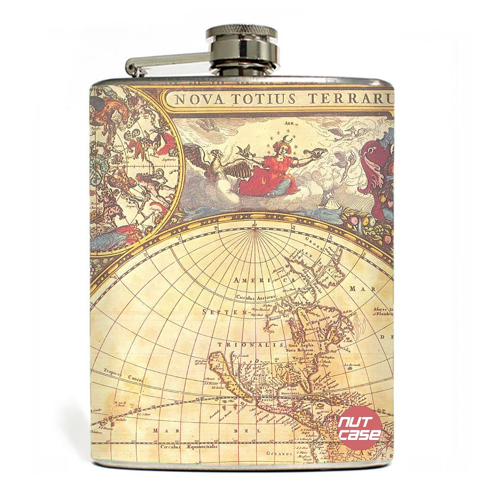 Hip Flask - Stainless Steel Flask -  Map Nutcase