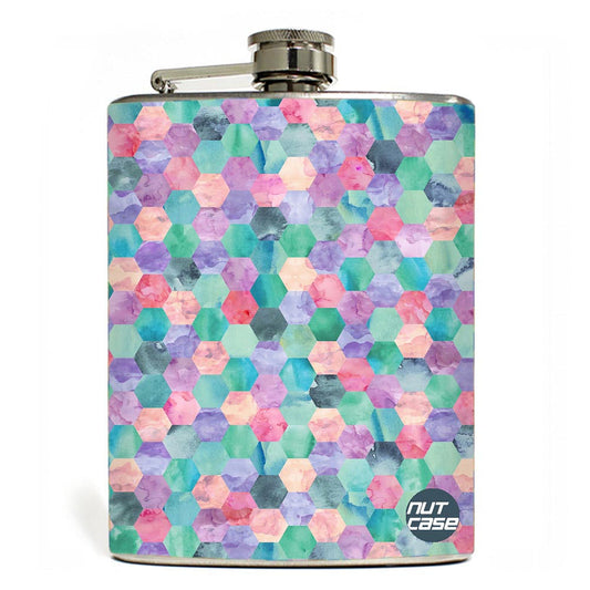 Hip Flask - Stainless Steel Flask -  Digital Paper Pink Nutcase