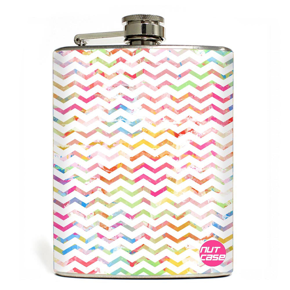 Hip Flask - Stainless Steel Flask -  Colorful Lines Nutcase
