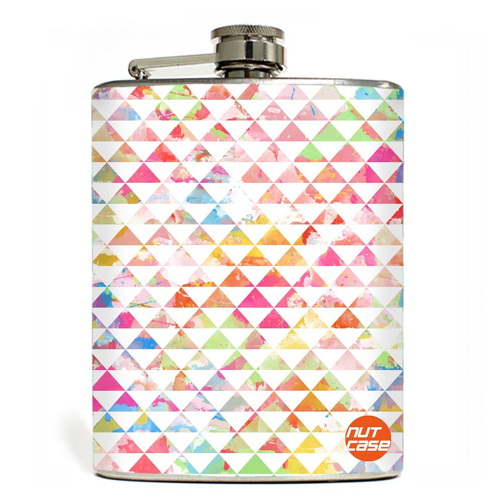 Hip Flask - Stainless Steel Flask -  Triangular Watercolor Nutcase