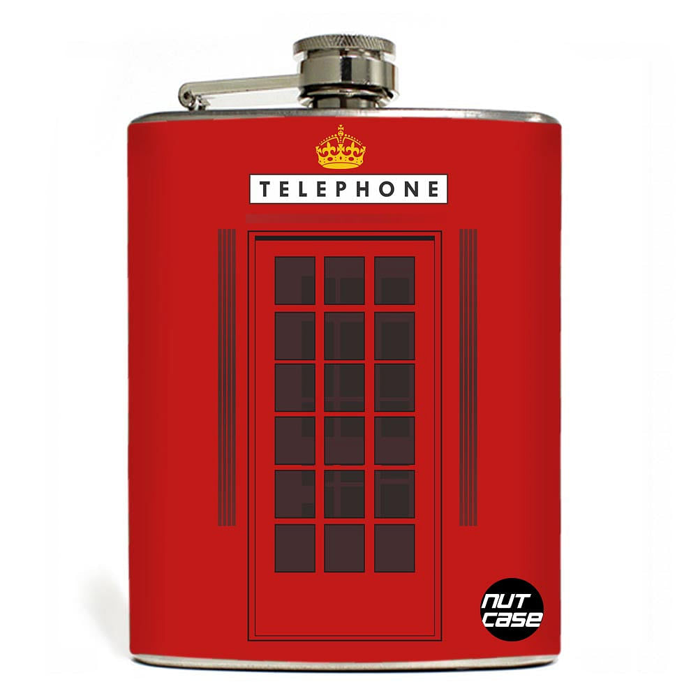 Hip Flask - Stainless Steel Flask -  UK Telephone Booth Nutcase