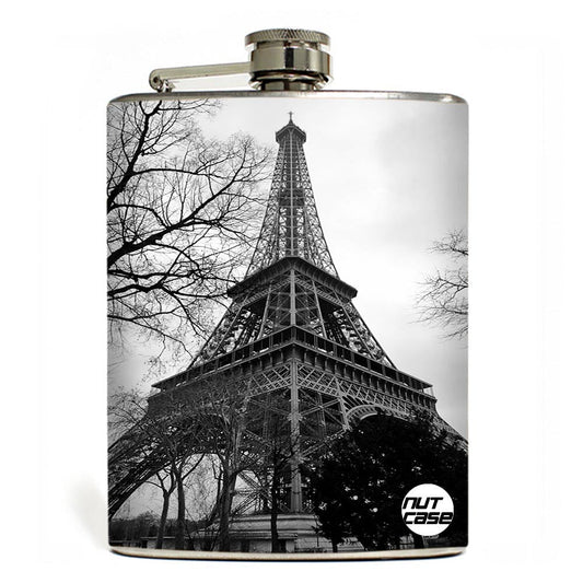 Hip Flask  -  Eiffel Tower black & White Nutcase