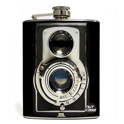 Hip Flask  -  Retro Vintage Camera Nutcase