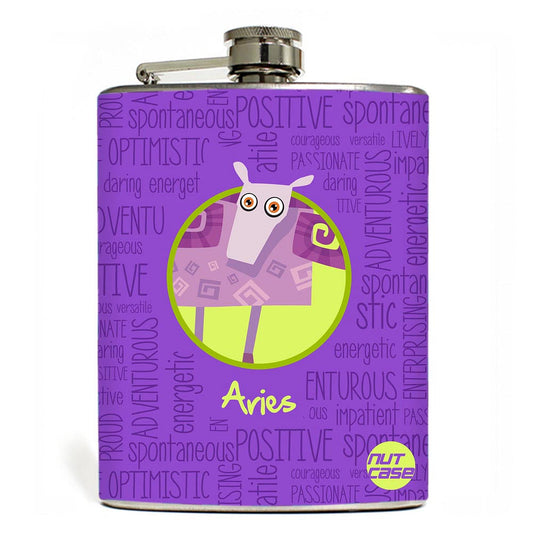 Hip Flask  -  Star Signs  - Aries Blue Nutcase