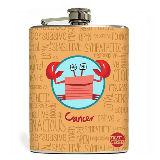 Hip Flask  -  Star Signs  - Cancer Yellow Nutcase