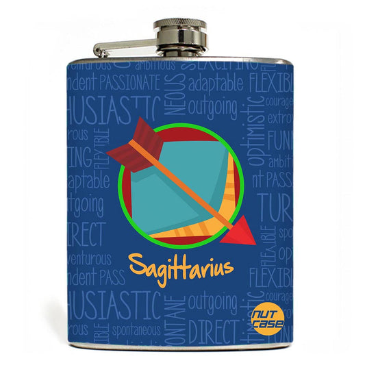 Hip Flask  -  Star Signs  - Sagittarius Blue Nutcase