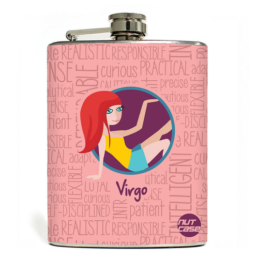 Hip Flask  -  Star Signs  - Virgo Pink Nutcase