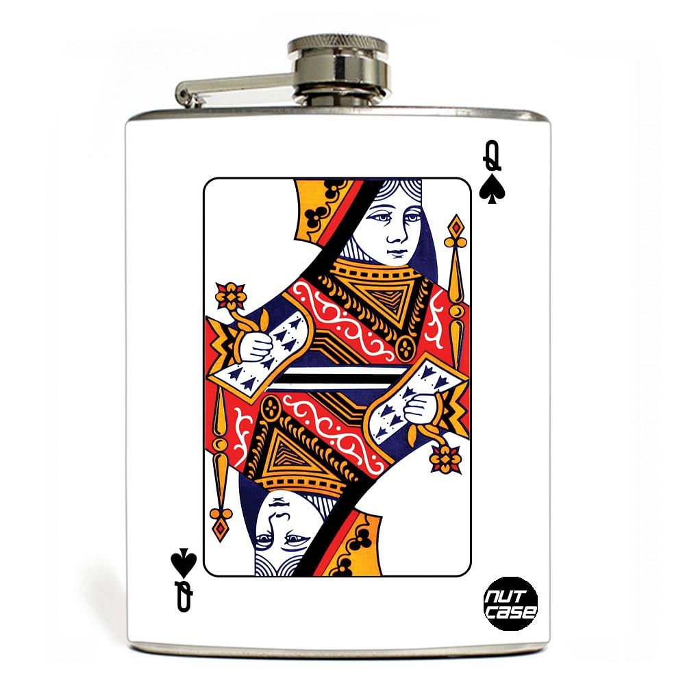 Designer Hip Flask - Nutcase - Free Funnel Along - Queen White Nutcase