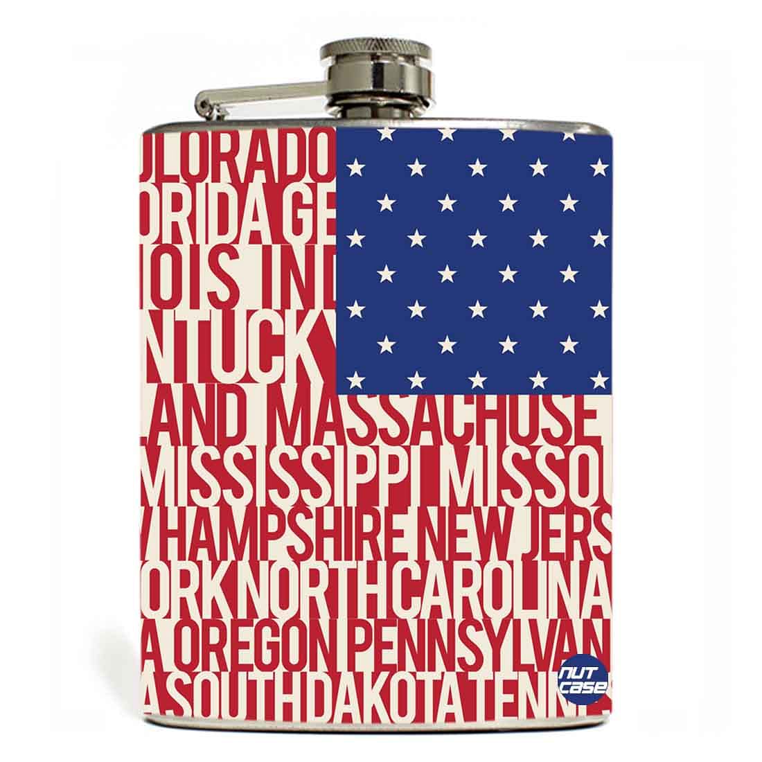 Hip Flask - US Flag With Text Nutcase