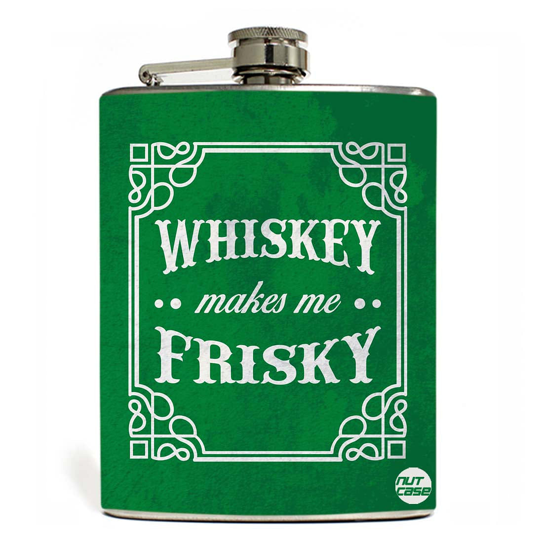 Hip Flask - Whiskey Make Me Frisky Green Nutcase