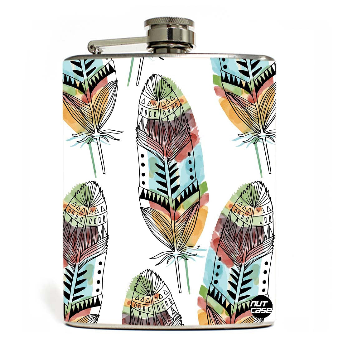 Hip Flask - Feathers White Nutcase