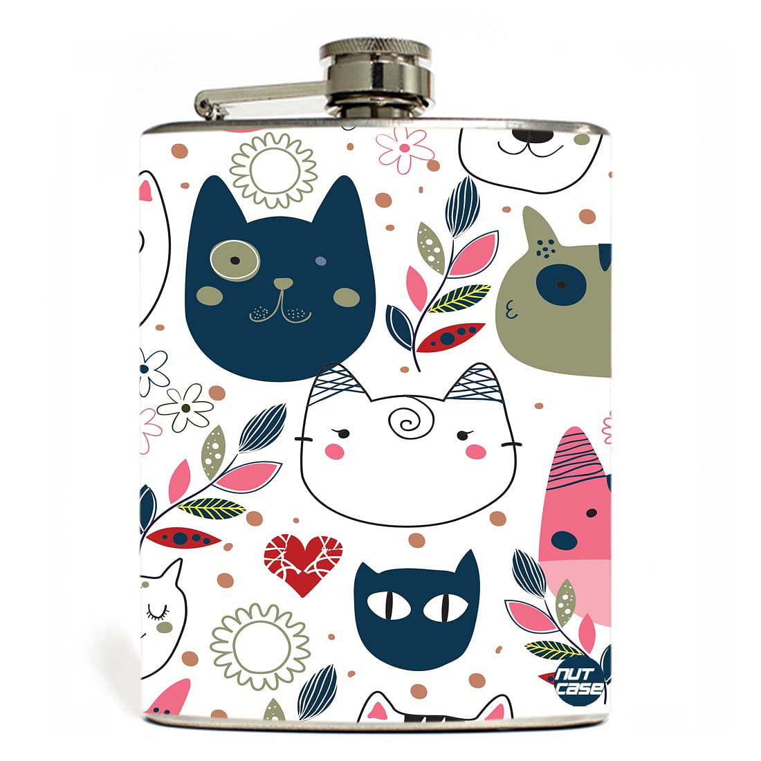 Hip Flask 9 Oz ( 250 ML)- Cat Face Nutcase