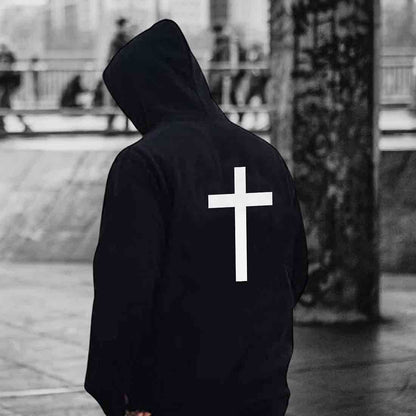 Nutcase Unisex Designer Black Hoodie Men Sweatshirt (Black) - Cross Nutcase