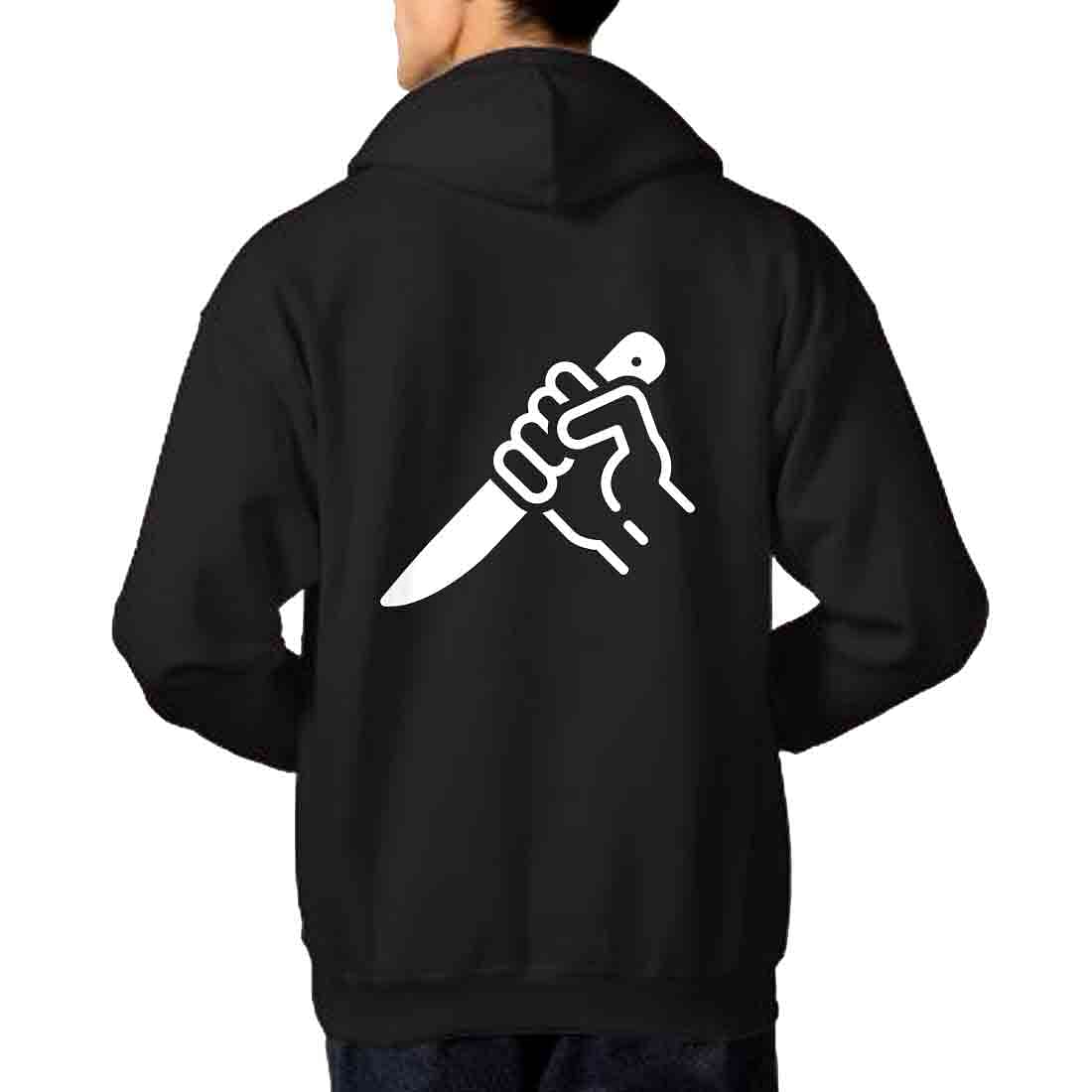 Nutcase Unisex Designer Black Hoodie Men Sweatshirt (Black) - Stab Nutcase