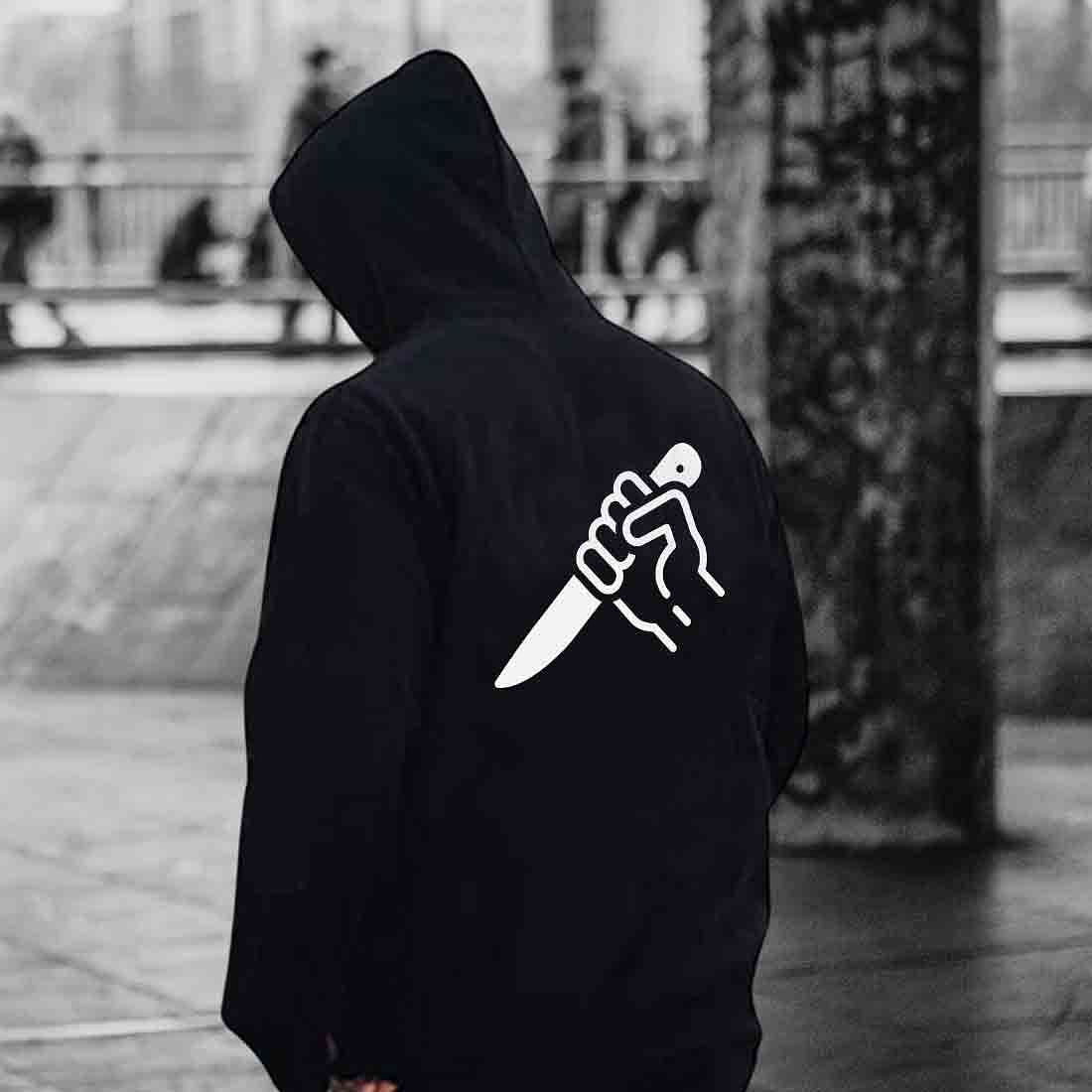 Nutcase Unisex Designer Black Hoodie Men Sweatshirt (Black) - Stab Nutcase