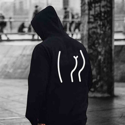 Nutcase Unisex Designer Black Hoodie Men Sweatshirt (Black) - Curve Lines Nutcase