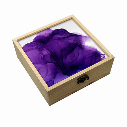 Jewellery Box Wooden Jewelry Organizer -  Dark Purple Ink Watercolor Nutcase