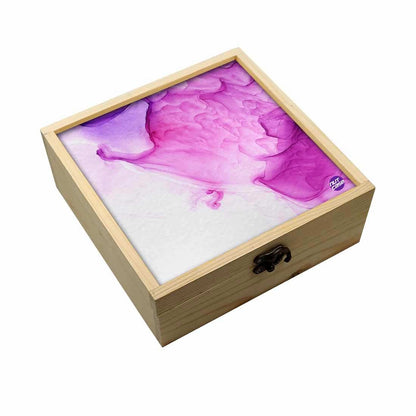 Jewellery Box Wooden Jewelry Organizer -  Pink White Purple Ink Watercolor Nutcase