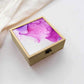 Jewellery Box Wooden Jewelry Organizer -  Pink White Purple Ink Watercolor Nutcase