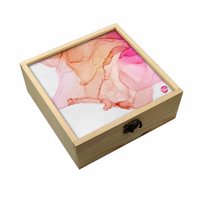 Jewellery Box Wooden Jewelry Organizer -  Pink Golden Ink Watercolor Nutcase