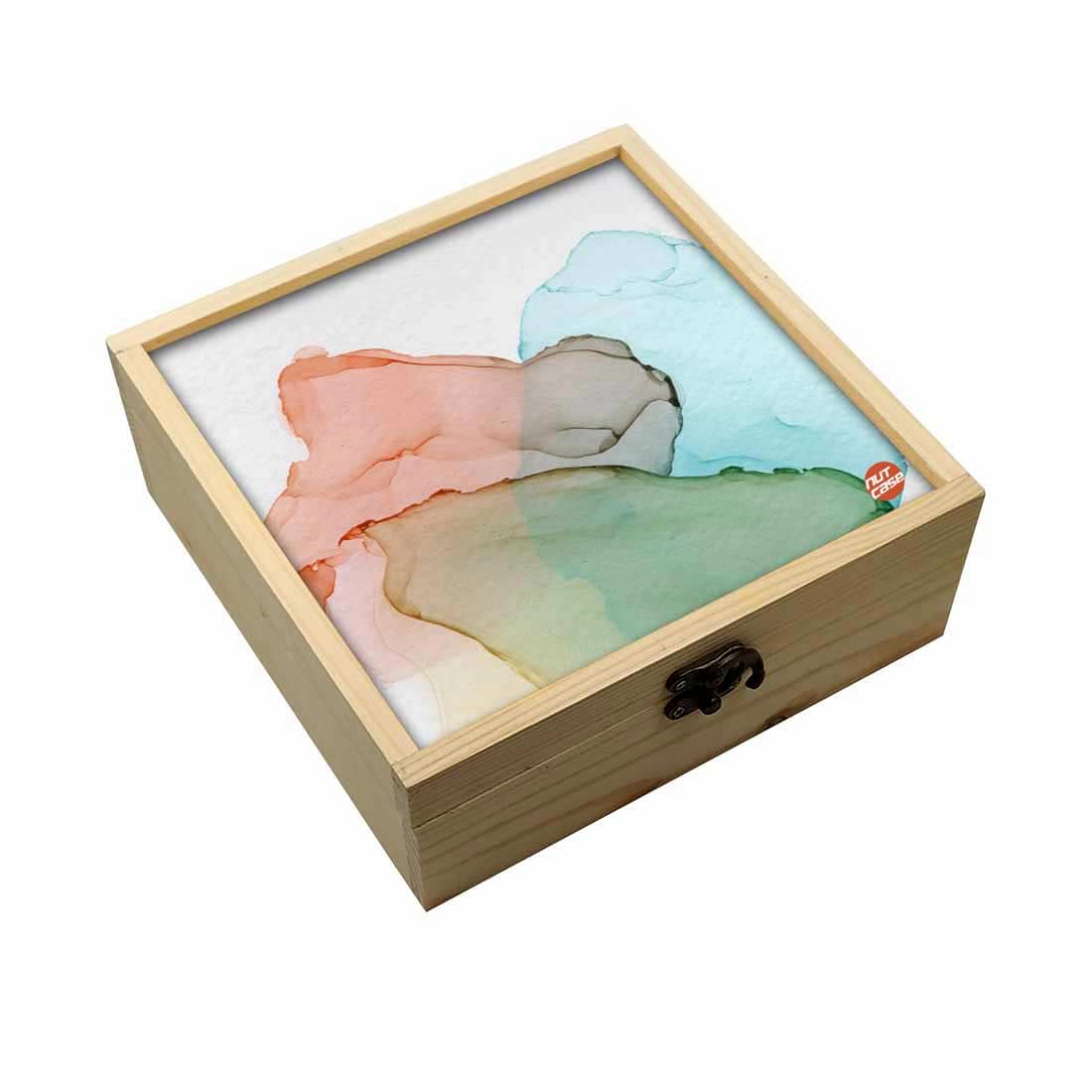 Jewellery Box Wooden Jewelry Organizer -  Ink Watercolor Shades Nutcase