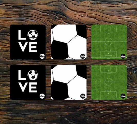 Metal Printed Coasters Pack of 6 for Home & Office Desk- Love Football Nutcase