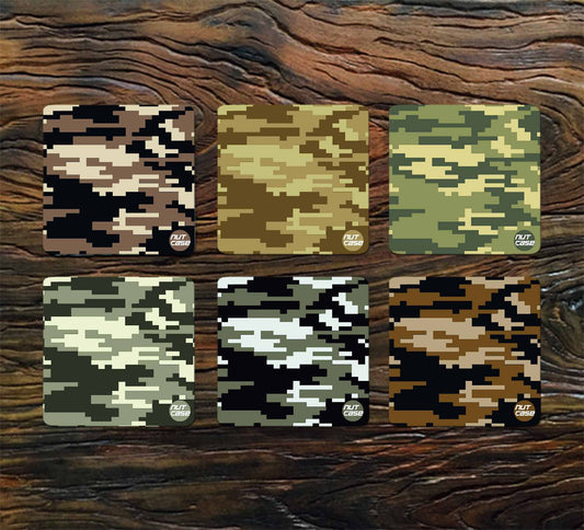 Designer Cool Coffee Table Coasters for Home & Kitchen Use Pack of 6 - Camouflage Nutcase