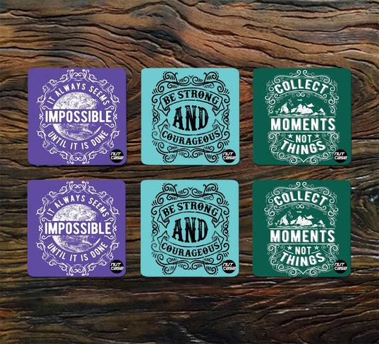 Metal Interesting Coasters Pack of 6 for Hotel & Restaurant - Impossible Moments Nutcase