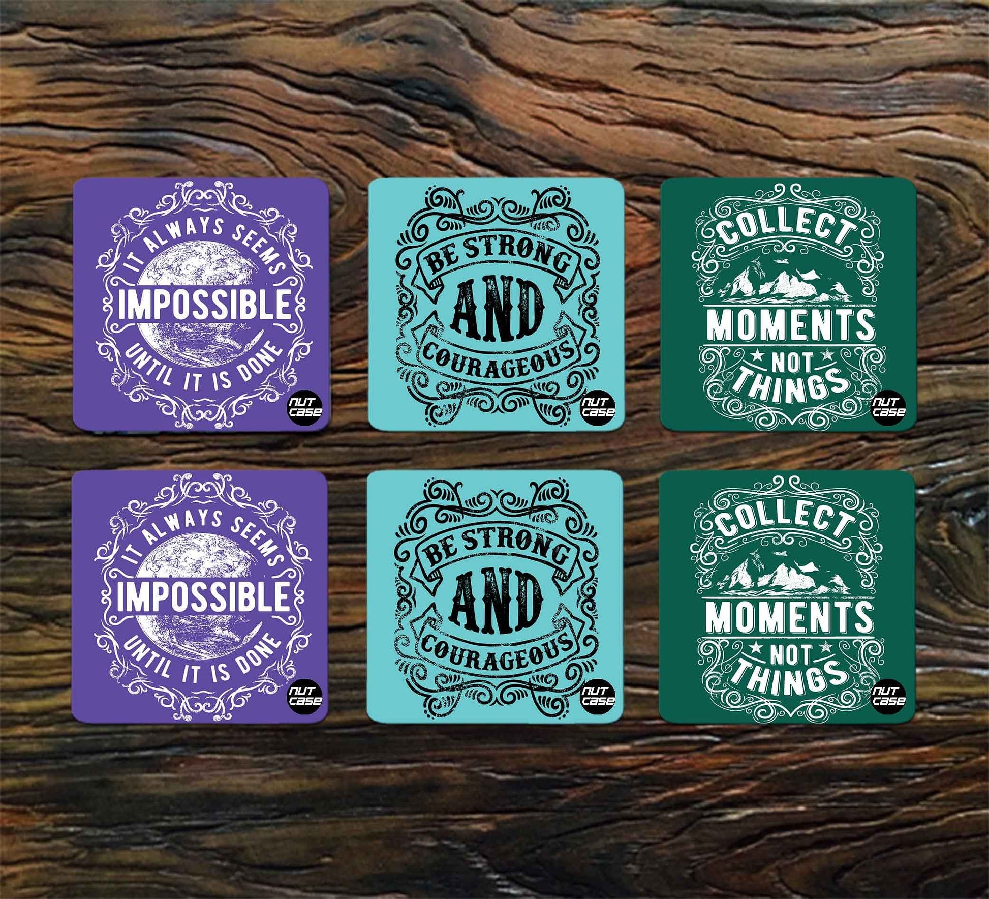 Metal Interesting Coasters Pack of 6 for Hotel & Restaurant - Impossible Moments Nutcase