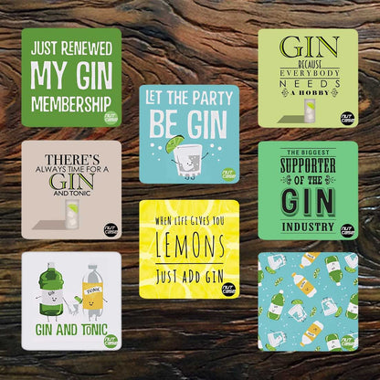 Designer Metal Coasters Set of 8 - Gin & Tonic Nutcase