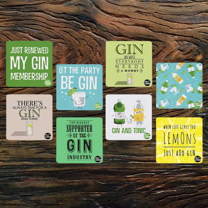 Designer Metal Coasters Set of 8 - Gin & Tonic Nutcase