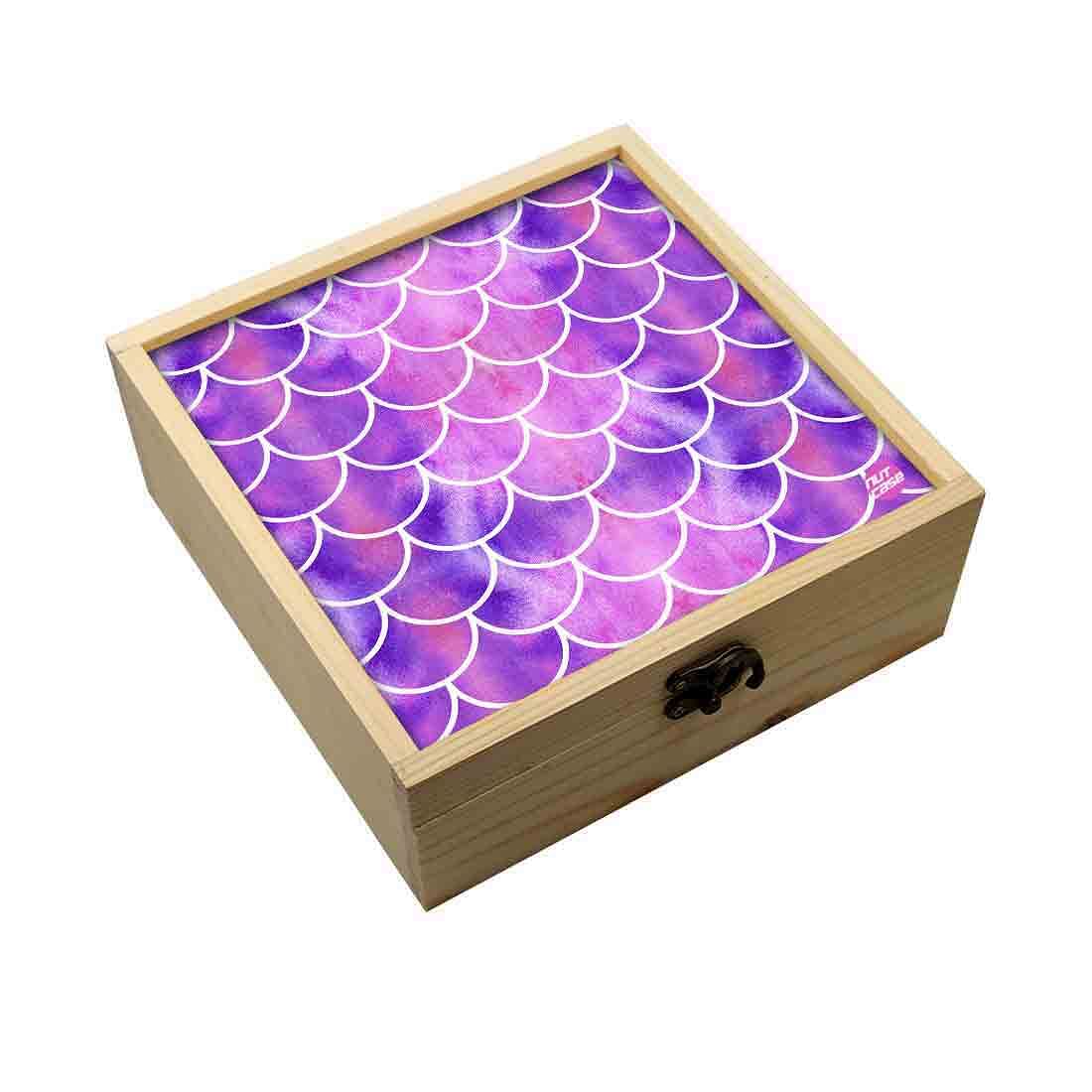 Jewellery Box Wooden Jewelry Organizer -  Purple Mermaid Watercolor Nutcase