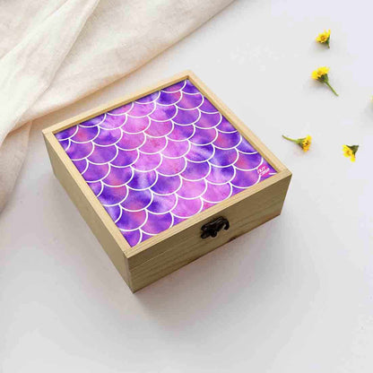 Jewellery Box Wooden Jewelry Organizer -  Purple Mermaid Watercolor Nutcase