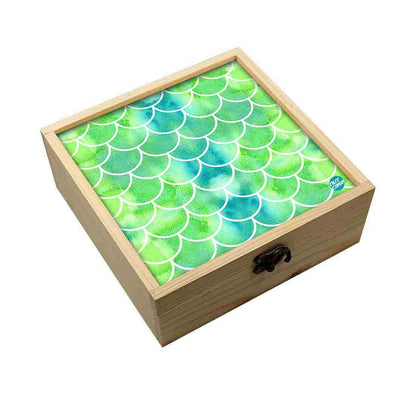 Jewellery Box Wooden Jewelry Organizer -  Green Mermaid Watercolor Nutcase