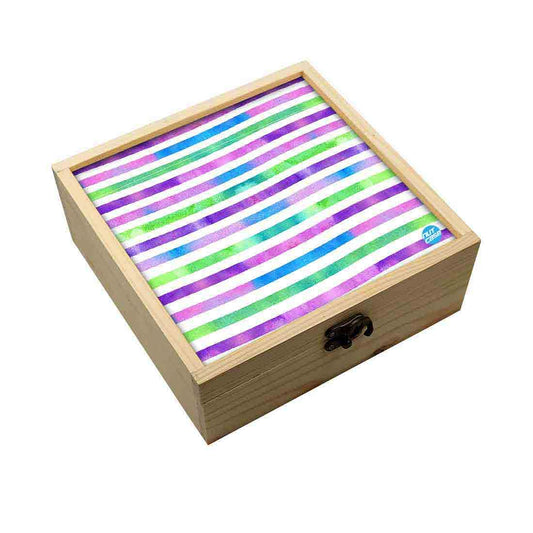 Jewellery Box Wooden Jewelry Organizer -  Colorful Strips Nutcase