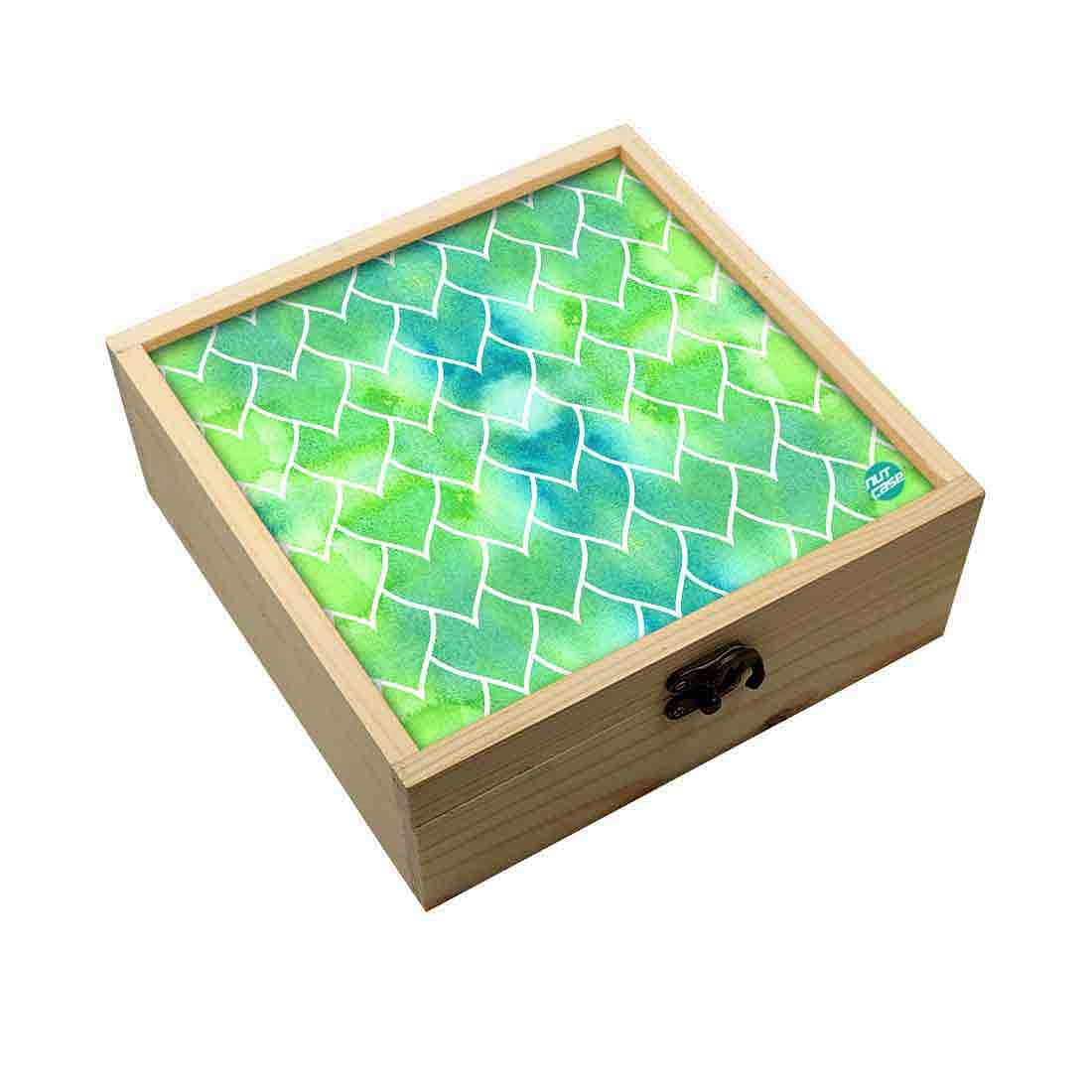 Jewellery Box Wooden Jewelry Organizer -  Green Mermaid Watercolor Pattern Nutcase