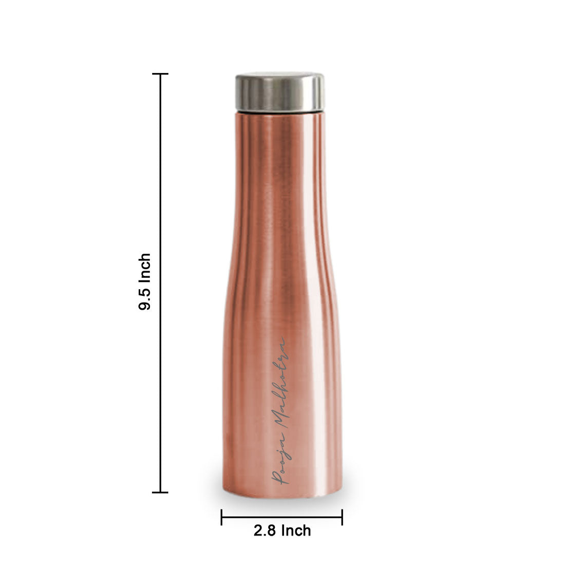 Pink Steel Water Bottle with Name for Restaurant Cafes Home Office-Rose Gold 750ml
