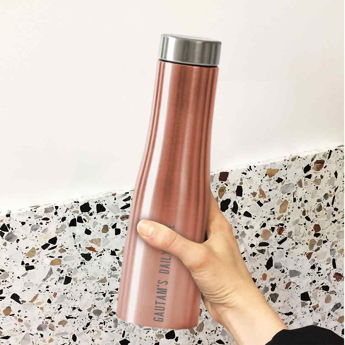 Printed Steel Water Bottle for Home Office Restaurant Cafes-Rose Gold 750ml