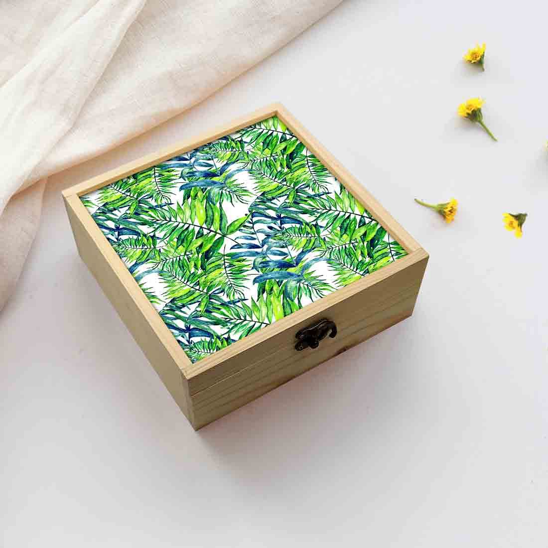 Jewellery Box Wooden Jewelry Organizer -  Green Leaf Nutcase