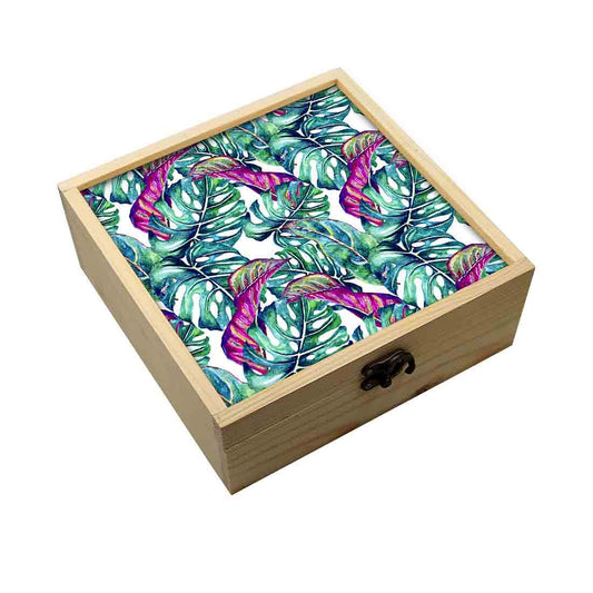 Jewellery Box Wooden Jewelry Organizer -  Monstera Tropical Leaf Nutcase