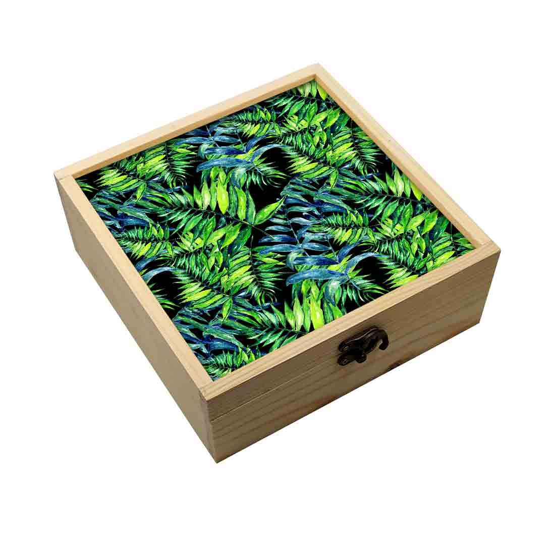 Jewellery Box Wooden Jewelry Organizer -  Tropical Green Leaf Nutcase