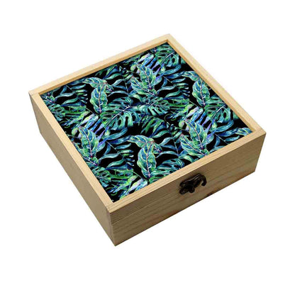 Jewellery Box Wooden Jewelry Organizer -  Green Leaf Tropical Nutcase