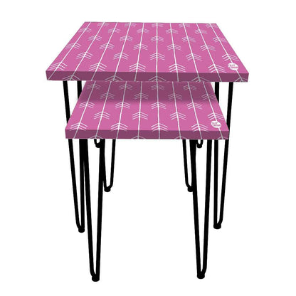 Multi-purpose Set Of 2 Metal Nest of Tables for Home and Outdoor - Purple Arrow End Nutcase