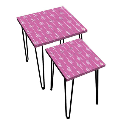 Multi-purpose Set Of 2 Metal Nest of Tables for Home and Outdoor - Purple Arrow End Nutcase