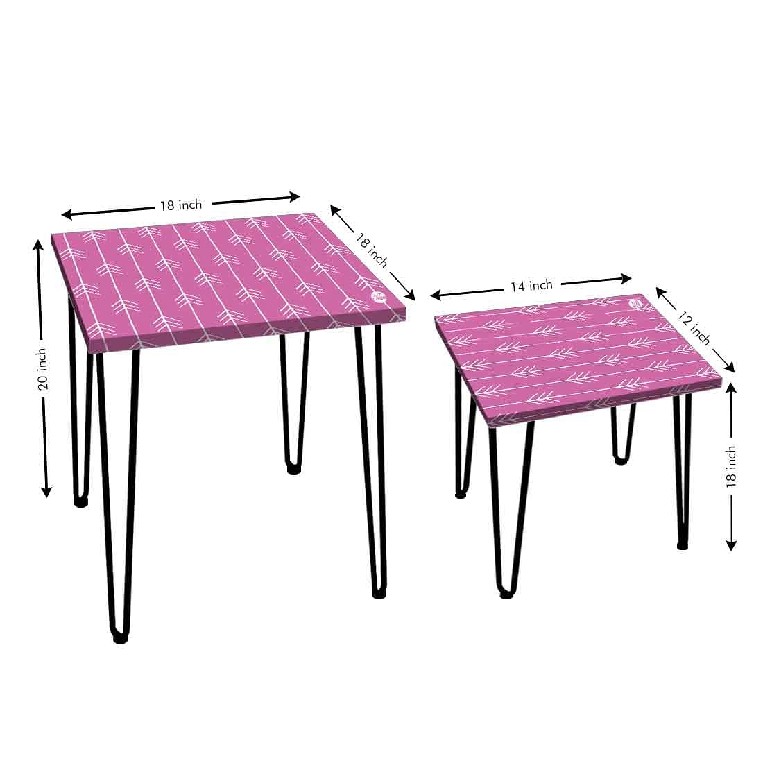 Multi-purpose Set Of 2 Metal Nest of Tables for Home and Outdoor - Purple Arrow End Nutcase