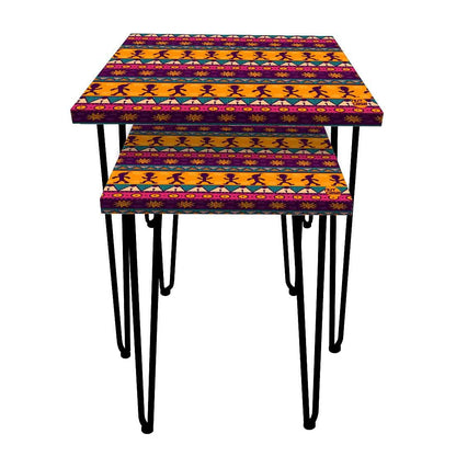 Decorative Nesting Tables Set Of 2 -  Aztec Orange Nutcase