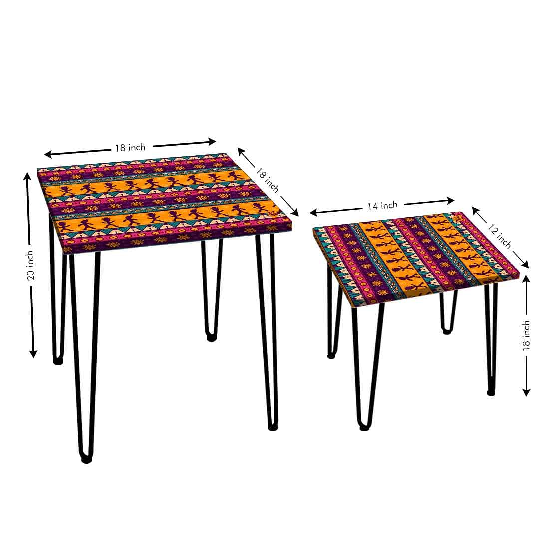 Decorative Nesting Tables Set Of 2 -  Aztec Orange Nutcase